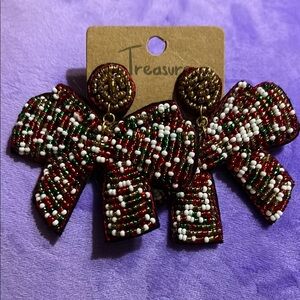 Multicolor Beaded Bow Earrings